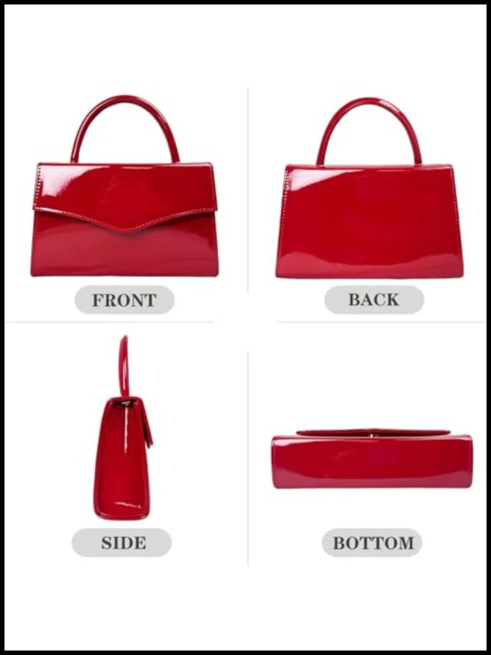 Patent Leather Evening Clutch Magnetic Closure Removable Chain Strap